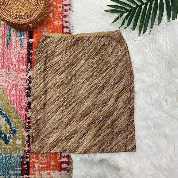 Vintage Y2K 2000s Xhilaration Neutral Brown Tan Side Slit Knit Skirt Medium - Picture 1 of 7